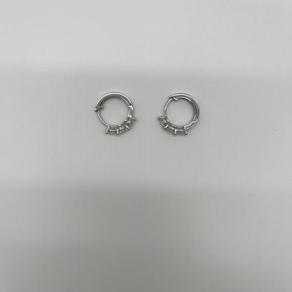 Moissanite Silver Hoop Earrings, 3 Studs 1.8ct NWT, REPORT INCLUDED - Picture 7 of 13